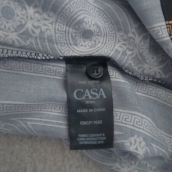 NWT Casa Moda Couture M Mens Woven Shirt AOP Baroque Pattern Black Gold S/S - Picture 7 of 7